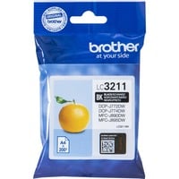 Brother LC-3211BK cartucho de tinta Original Rendimiento estándar Negro Rendimiento estándar, Tinta a base de pigmentos, 200 páginas