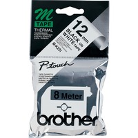 Brother Labelling Tape - 12mm, Black/White, Blister cinta para impresora de etiquetas M, Cinta de escritura Black/White, Blister, M, 8 m, 1,2 cm