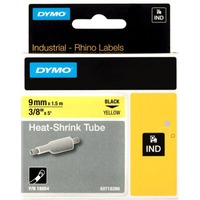 Dymo Etiquetas para tubos termorretráctiles IND - 9mm x 1,5m, Tubo termoretráctil para etiquetas 5m, Negro sobre amarillo, Multicolor, -55 - 135 °C, UL 224, MIL-STD-202G, MIL-81531, SAE-DTL 23053/5 (1, 3), DYMO, Rhino