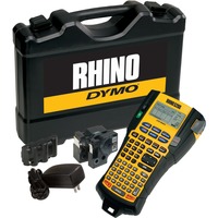 Dymo RHINO Etiquetadora industrial | Estuche con kit de etiquetadora | Teclas de acceso rápido que ahorran tiempo Imprime rápidamente Etiquetadora duradera para lugares de trabajo, Rotulador negro/Amarillo, ABC, Transferencia térmica, 180 x 180 DPI, Negro, Amarillo