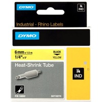 Dymo Rhino etiquetas industriales de tubo termorretráctil | 6 mm x 1,5 m | de color negro sobre fondo amarillo, Tubo termoretráctil para etiquetas 5 m | de color negro sobre fondo amarillo, D1, Bélgica, 1,5 m, 1 pieza(s), 34 mm, 87 mm