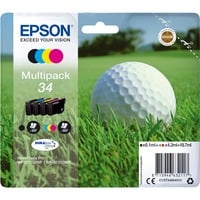 Epson Golf ball Tinta multipack 4 colores 34 DURABrite Ultra Pelota de golf Rendimiento estándar, Negro, Cian, Magenta, Amarillo, Tinta a base de pigmentos, 6,1 ml, 4,2 ml, 1 pieza(s)