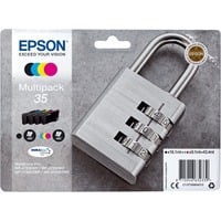 Epson Padlock Tinta multipack 4 colores 35 DURABrite Ultra Candado Rendimiento estándar, Negro, Cian, Magenta, Amarillo, Tinta a base de pigmentos, 16,1 ml, 9,1 ml, 1 pieza(s)