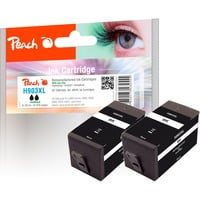 Peach PI300-763 cartucho de tinta 2 pieza(s) Compatible Alto rendimiento (XL) Negro Alto rendimiento (XL), 28 ml, 1120 páginas, 2 pieza(s), Multipack