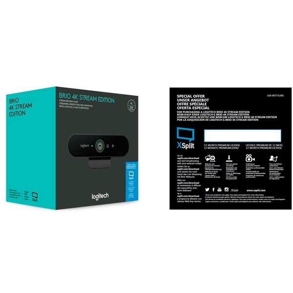 Logitech BRIO STREAM cámara web 4096 x 21060 Pixeles USB 3.2 Gen 1 (3.1 Gen 1) Negro, Webcam negro, 4096 x 21060 Pixeles, 60 pps, 1080p, USB 3.2 Gen 1 (3.1 Gen 1), Negro, Recortar