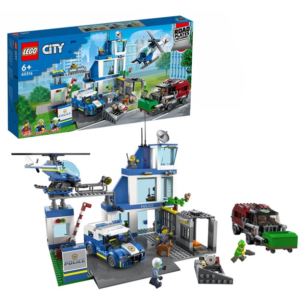 Lego City 60316 Comisaria de Policia Camion y Helicoptero de Juguete Juegos de construccion Camion y Helicoptero de Juguete Juego de construccion 6 ano s Plastico 668 pieza s 1 37 kg