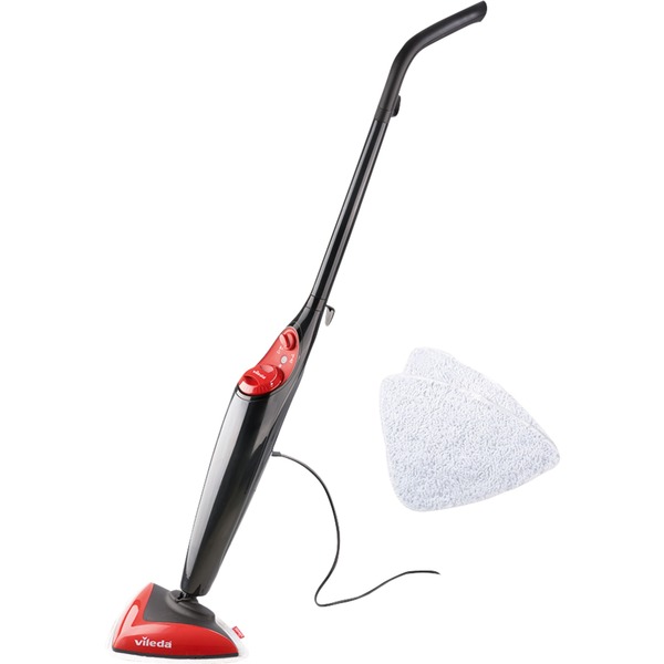 Vileda Steam Escoba limpiadora a vapor 0,4 L Negro, Rojo W, Limpiador de vapor