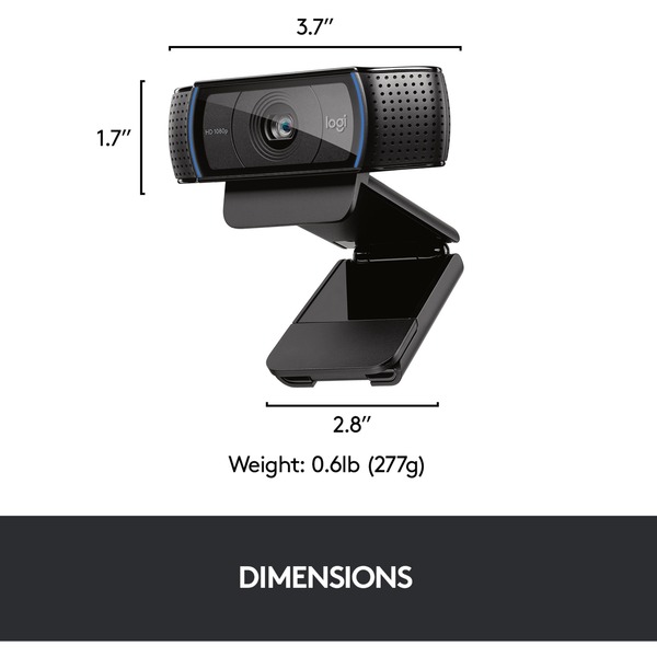 Logitech C920 PRO HD WEBCAM cámara web 15 MP 1920 x 1080 Pixeles USB 2.0 Negro negro, 15 MP, 1920 x 1080 Pixeles, 720p,1080p, H.264, USB 2.0, Negro