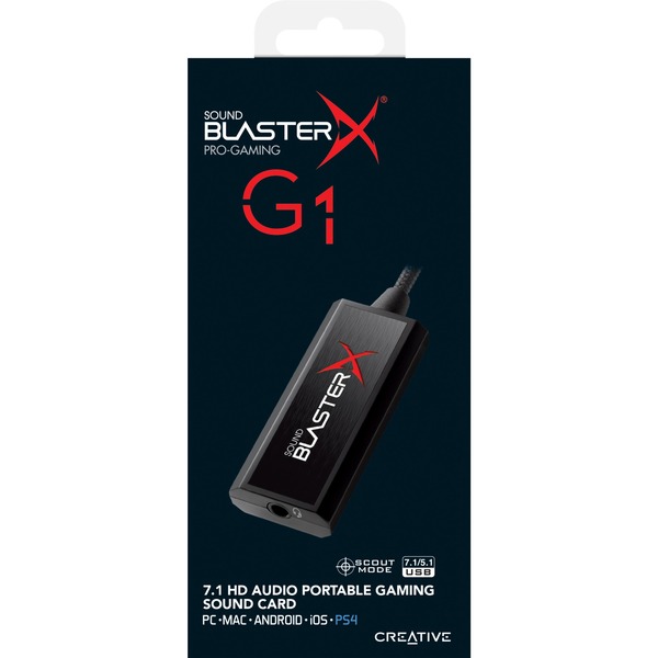 Color Negro Creative Sound BlasterX G1 Tarjeta de Sonido portátil de Audio 7.1 con Amplificador para Cascos 