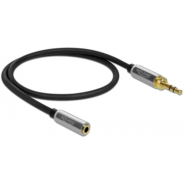 DeLOCK 85779 cable de audio 0,5 m Negro, Cable alargador negro,