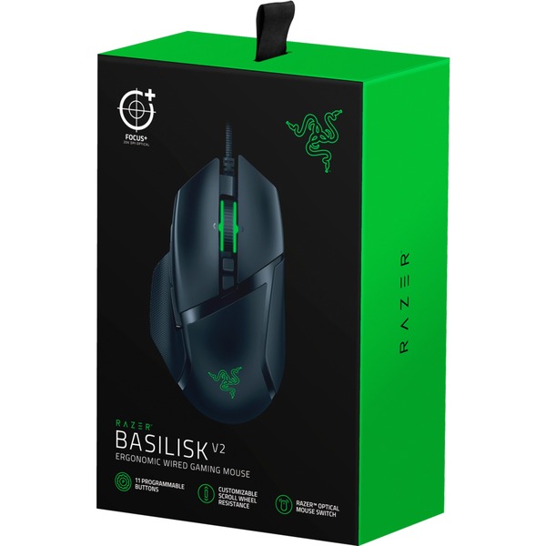 Razer BASILISK V2 ratón mano derecha USB tipo A Óptico 20000 DPI, Ratones para gaming negro, mano derecha, Óptico, USB tipo A, 20000 DPI, Negro