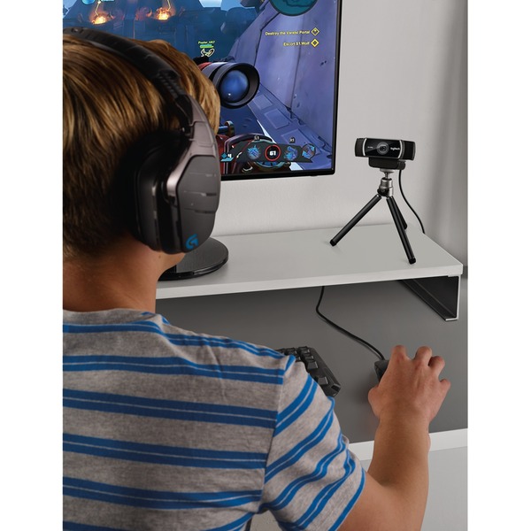 Logitech C922 PRO HD STREAM WEBCAM cámara web 1920 x 1080 Pixeles USB Negro negro, 1920 x 1080 Pixeles, 60 pps, 1280x720@60fps,1920x1080@30fps, 720p,1080p, H.264, USB