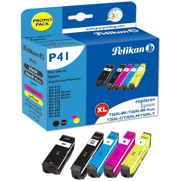 Pelikan P41 cartucho de tinta 5 pieza(s) Compatible Alto rendimiento (XL)  Negro, Cian, Magenta, Foto